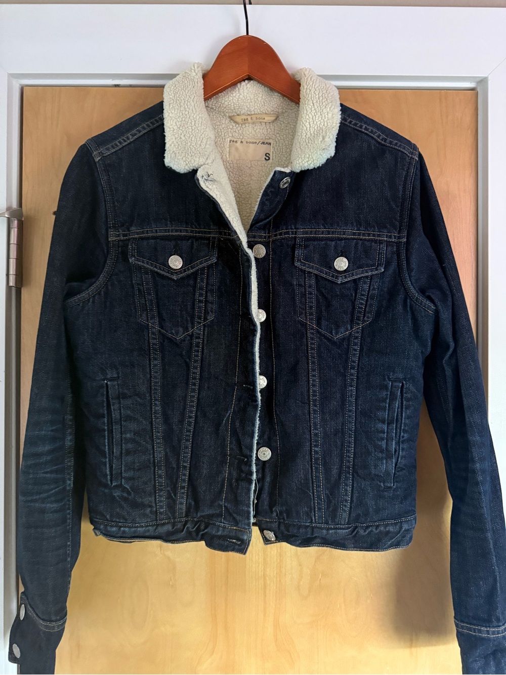 rag & bone Cream Sherpa Trucker Jacket